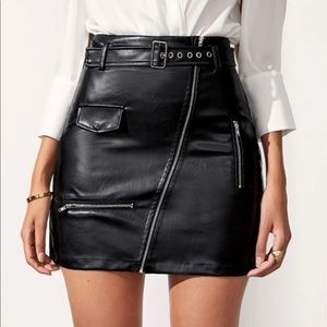 Shein Black Leather Zipper Skirt